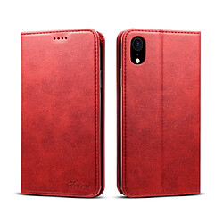 Wewoo Housse Coque Etui à rabat horizontal en cuir texturé Suteni pour iPhone XRavec porte-cartes et rouge