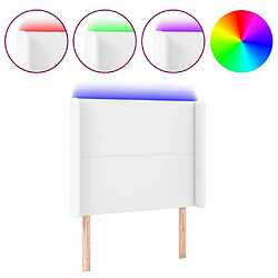 Maison Chic Tête de lit scandinave à LED,meuble de chambre Blanc 83x16x118/128 cm Similicuir -MN84665