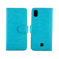 Wewoo Housse Coque Pour LG K20 2019 Étui de protection à rabat horizontal en cuir Crazy Horse Texture avec support et fentes cartes et portefeuille et cadre photo bleu bébé