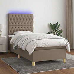 vidaXL Sommier à lattes de lit et matelas et LED Taupe 100x200cm Tissu