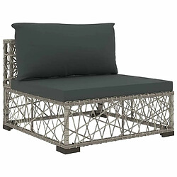 Maison Chic Salon de jardin 10 pcs + coussins - Mobilier/Meubles de jardin - Table et chaises d'extérieur Résine tressée Gris -MN63341 pas cher