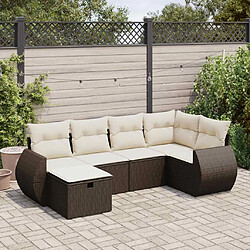 vidaXL Salon de jardin avec coussins 6 pcs marron résine tressée