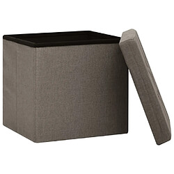 Acheter vidaXL Tabourets de rangement pliables lot de 2 taupe faux lin