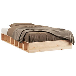 vidaXL Cadre de lit sans matelas 135x190 cm bois massif