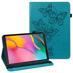 Etui en PU motif de papillons avec porte-carte bleu pour votre Samsung Galaxy Tab A 8.0 Wi-Fi (2019) SM-T290