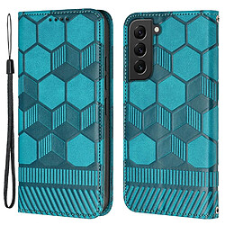 Etui en PU fermeture automatique magnétique, motif football, antichute avec support pour votre Samsung Galaxy S23 5G - bleu