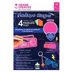 Graines Creatives Sachet 4 feuilles Plastique Dingue Fluo