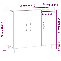 vidaXL Buffet sonoma gris 90x34x80 cm bois d'ingénierie pas cher