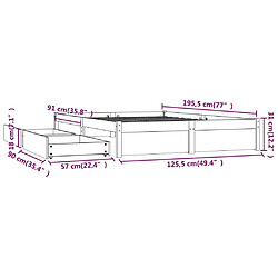 vidaXL Cadre de lit avec tiroirs 120x190 cm Petit double pas cher