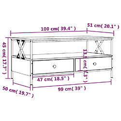 vidaXL Table basse chêne marron 100x51x45 cm bois d'ingénierie pas cher