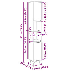 vidaXL Armoire salle de bain chêne sonoma 30x30x190 cm pas cher