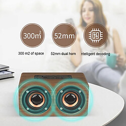 Acheter Universal Haut-parleur Bluetooth double Horn en bois 4,2 Bluetooth avec une interface Aux Audio et une interface micro USB pour téléphone portable / PC | Subwoofer (grain bois d'abricot)