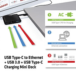 Club 3D CLUB3D USB Type-C to Ethernet + USB 3.0 + USB Type-C Charging Mini Dock pas cher