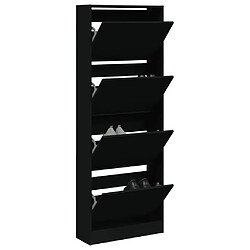 Maison Chic Armoire à chaussures | Meuble de rangement à chaussures Meuble d'Entrée noir 60x21x163,5 cm bois d'ingénierie -MN80611