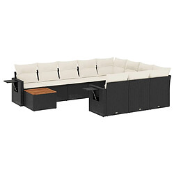 Maison Chic Salon de jardin 11 pcs avec coussins, Ensemble Tables et chaises d'extérieur noir résine tressée -GKD670077