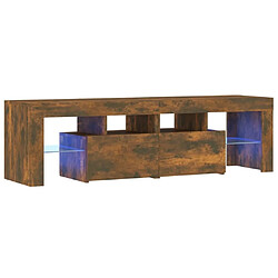 Maison Chic Meubles TV avec lumières LED - Banc TV pour salon Chêne fumé 140x36,5x40 cm -MN80901