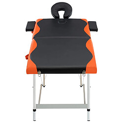 vidaXL Table de massage pliable 2 zones Aluminium Noir et orange