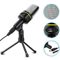 Universal Microphone à condensateur 3,5 mm avec support à trépied Enregistrement audio pour PC Smartphone Microphone Streaming | Microphone