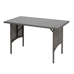 Acheter Mendler Ensemble en polyrotin HWC-G16, jardin, gastronomie, 2x canapé 2 places, table ~ gris, coussin gris foncé