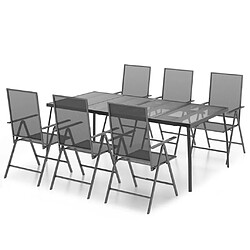 Salle à manger de jardin 7 pcs,Table et chaise à dîner anthracite acier -MN82779