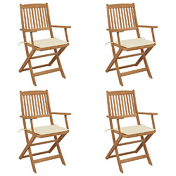 Maison Chic Lot de 4 Chaises pliables d'extérieur avec coussins | chaises de jardin | Fauteuil Relax Bois d'acacia -GKD69242