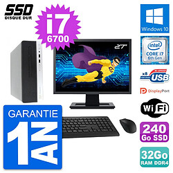 PC HP ProDesk 400 G4 SFF Ecran 27" i7-6700 RAM 32Go SSD 240Go Windows 10 Wifi - Occasion