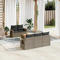 Maison Chic Salon de jardin 6 pcs avec coussins | Ensemble de Table et chaises | Mobilier d'Extérieur gris résine tressée -GKD63543