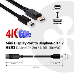 Club 3D CLUB3D Mini DisplayPort to DisplayPort 1.2 M/M 2m/6.56ft 4K60Hz