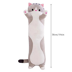 Universal 50cm mignon doux long chat petit ami oreiller peluche bouchon visage bureau repos coussin coussin cadeau poupée fille | oreiller de luxe (gris)