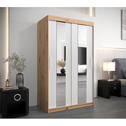 Abiks Meble Armoire Pole à portes coulissantes 200/120/62 2 portes (artisan/blanc)