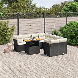 Maison Chic Ensemble Tables et chaises d'extérieur 9 pcs avec coussins,Salon de jardin noir résine tressée -GKD265967