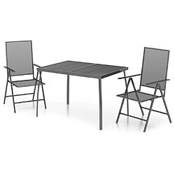 Salle à manger de jardin 3 pcs,Table et chaise à dîner anthracite acier -MN39949