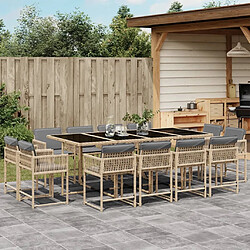 vidaXL Ensemble à manger de jardin et coussins 13 pcs mélange beige