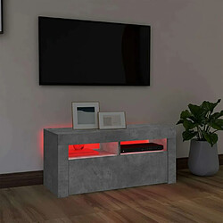 Maison Chic Meubles TV avec lumières LED - Banc TV pour salon gris béton 90x35x40 cm -MN33073 pas cher