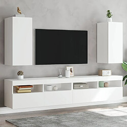 vidaXL Meubles TV muraux avec lumières LED 2 pcs blanc 30,5x35x70 cm