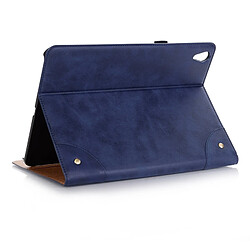 Wewoo Housse Étui Coque en cuir PU à rabat horizontal de style rétro pour iPad Pro12,9 pouces 2018avec support et emplacements cartes et porte-monnaie bleu marine pas cher