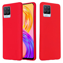 Coque en silicone Liquide de couleur unie avec sangle souple rouge pour votre Realme 8/8 Pro