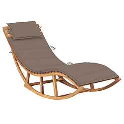 vidaXL Chaise longue à bascule avec coussin Bois de teck solide