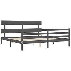 Maison Chic Lit adulte - Cadre Structure de lit avec tête de lit Contemporain gris 200x200 cm bois massif -MN55995 pas cher