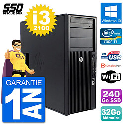 PC Tour HP Z210 Intel Core i3-2100 RAM 32Go SSD 240Go Windows 10 Wifi - Occasion