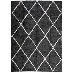 vidaXL Tapis shaggy à poils longs moderne noir et crème 200x280 cm