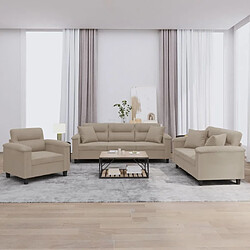 Maison Chic Ensemble de canapés 3 pcs avec coussins, Canapé droit Sofa pour Salon Taupe Tissu microfibre -GKD337463