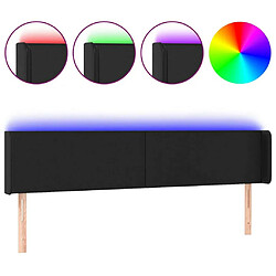 Maison Chic Tête de lit scandinave à LED,meuble de chambre Noir 163x16x78/88 cm Similicuir -MN27877