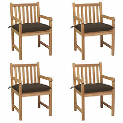 Maison Chic Lot de 4 Chaises de jardin avec coussins | Fauteuil chaises d'extérieur taupe Bois de teck solide -GKD56075