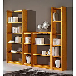 Pegane Étagère de rangement bibliothèque 6 niveaux en pin massif coloris miel - Longueur 80 x Profondeur 28 x Hauteur 200 cm