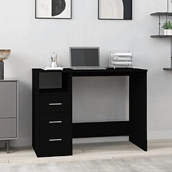 vidaXL Bureau avec tiroirs Noir 102x50x76 cm Bois d'ingénierie