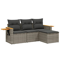 Maison Chic Salon de jardin 4 pcs avec coussins | Ensemble de Table et chaises | Mobilier d'Extérieur gris résine tressée -GKD32519