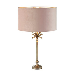 Searchlight Lampe de Table Nickel Antique, Abat-Jour en Velours Rose