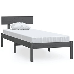 vidaXL Cadre de lit sans matelas gris bois de pin massif