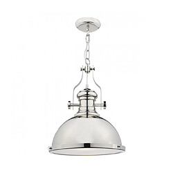 Luminaire Center Suspension ARONA chrome poli et verre givré 1 ampoule